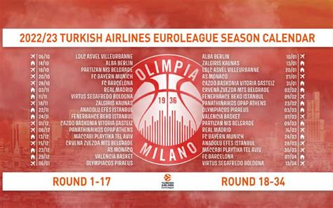 olimpia milano calendario.